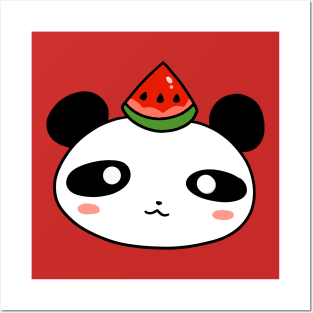 Watermelon Panda Face Posters and Art